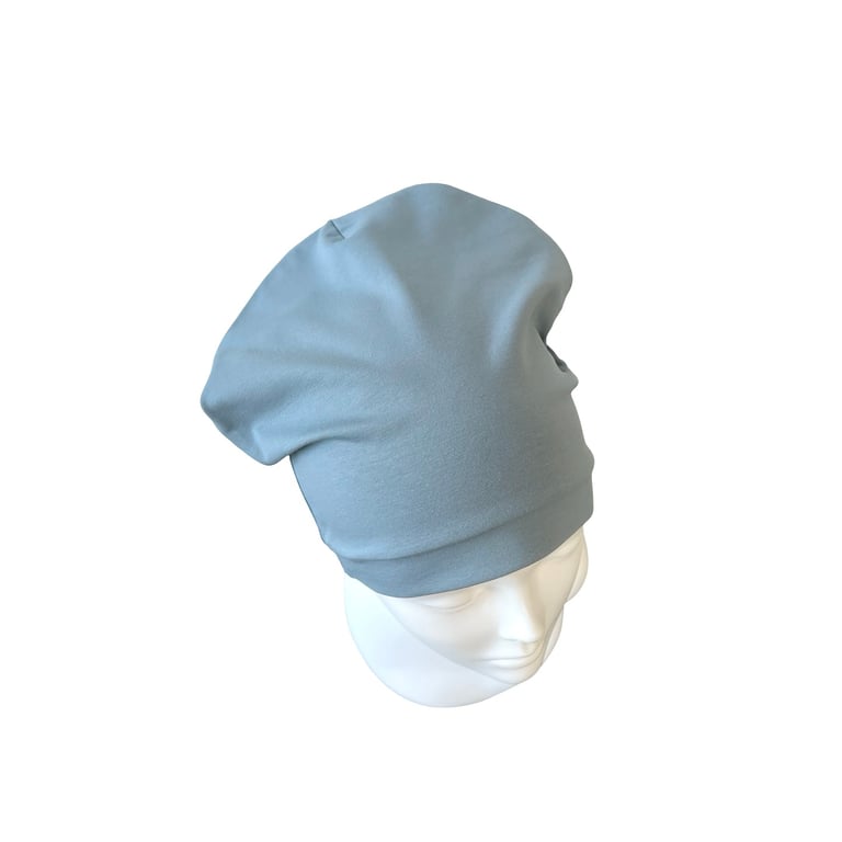 Soft Cotton Slouchy Beanie Hat, Pastel Blue Women's Chemo Beanie Cap