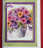 Poppy Card Multi Colour Poppies in Vase Any Occasion 3D Luxury Handmade Card - Image 1