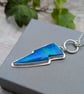 Sterling Silver Blue Aurora Opal Lightning Bolt Long Necklace - JBJ2066