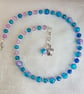 Gorgeous Blue Pink Glass Choker Necklace. - Image 3