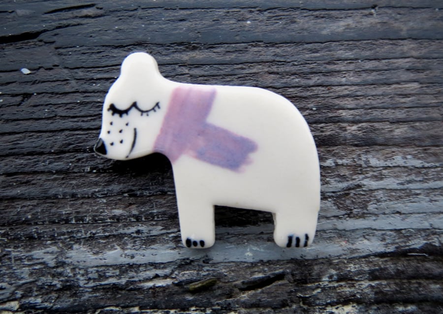 Polar  Bear Christmas Brooch