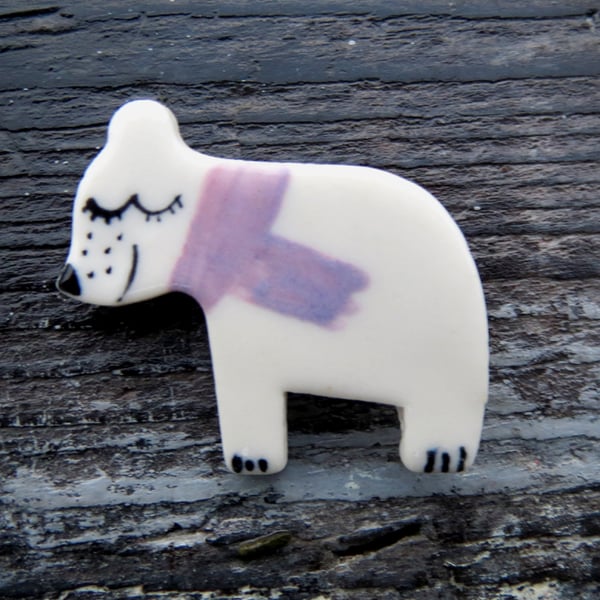Polar  Bear Christmas Brooch