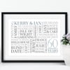 Personalised Diamond Anniversary Word Art - 60 years - AN601