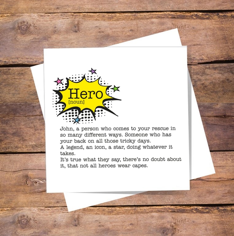 Thank You Hero Definition Personalised Card -You're the Best