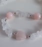Blush Rose Quartz & Clear Quartz Necklace, Handmade Beaded Gemstone Choker - Image 5