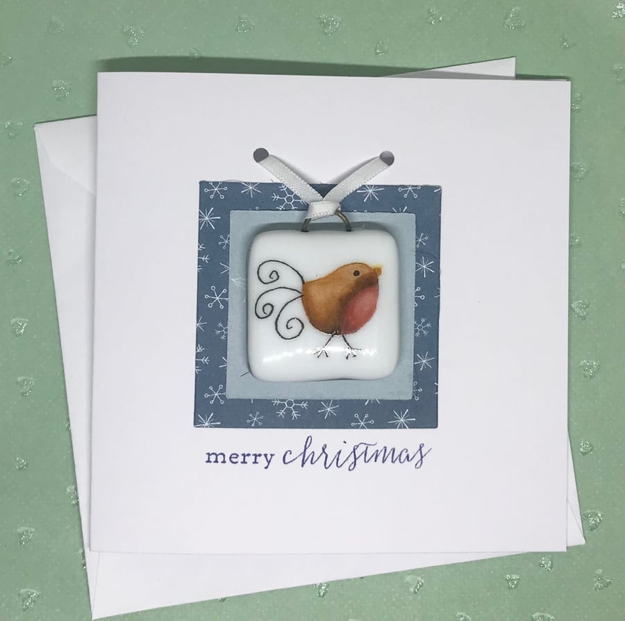 Christmas Card with Fused Glass Decoration 