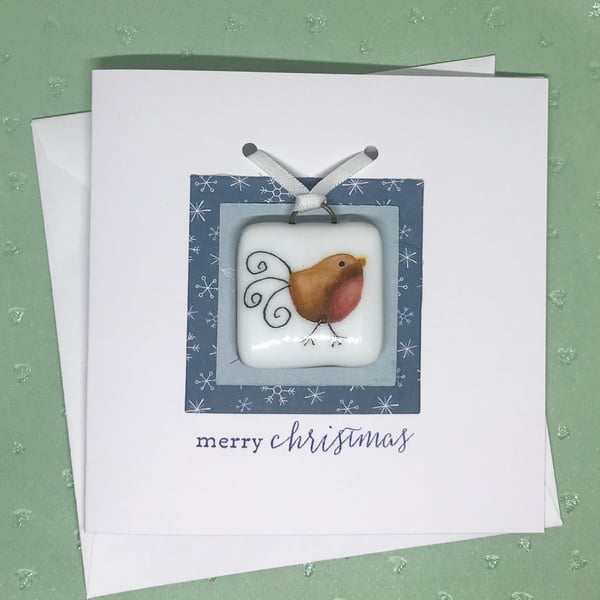 Christmas Card with Fused Glass Decoration 