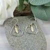 Earrings, Sterling Silver Heart Hoops with Gold Vermeil Feather