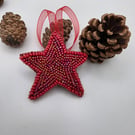 Red star bead embroidery decoration 