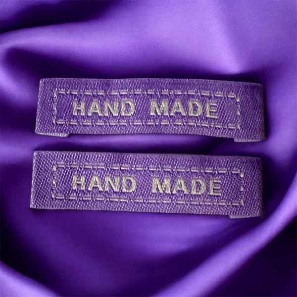 Woven “Hand Made” Craft labels Lilac