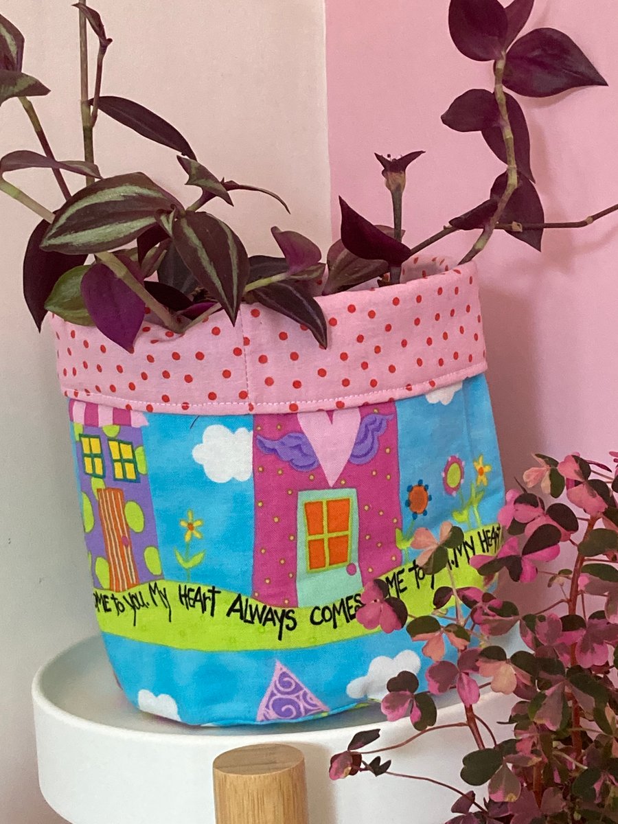 Large fabric storage basket: plant pot, cosmetics, nursery etc