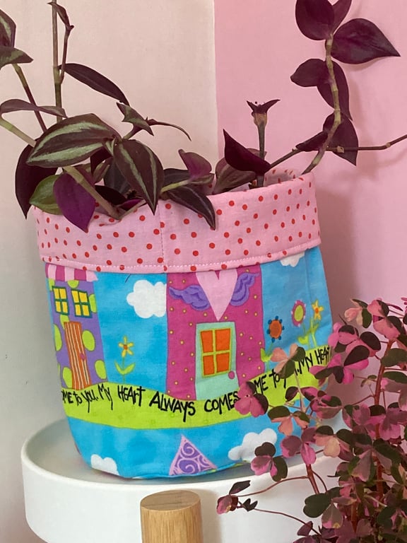 Large fabric storage basket: plant pot, cosmetics, nursery etc