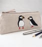 Pencil Case Crafters Pouch Handmade Puffin Nature Wildlife  - Image 1