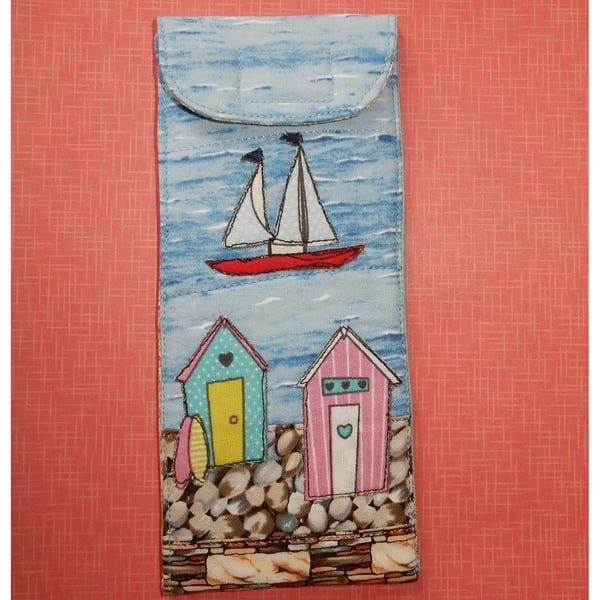Glasses case - Beach huts and yacht