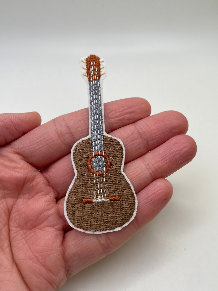 Guitar Embroidered Iron-On Patch