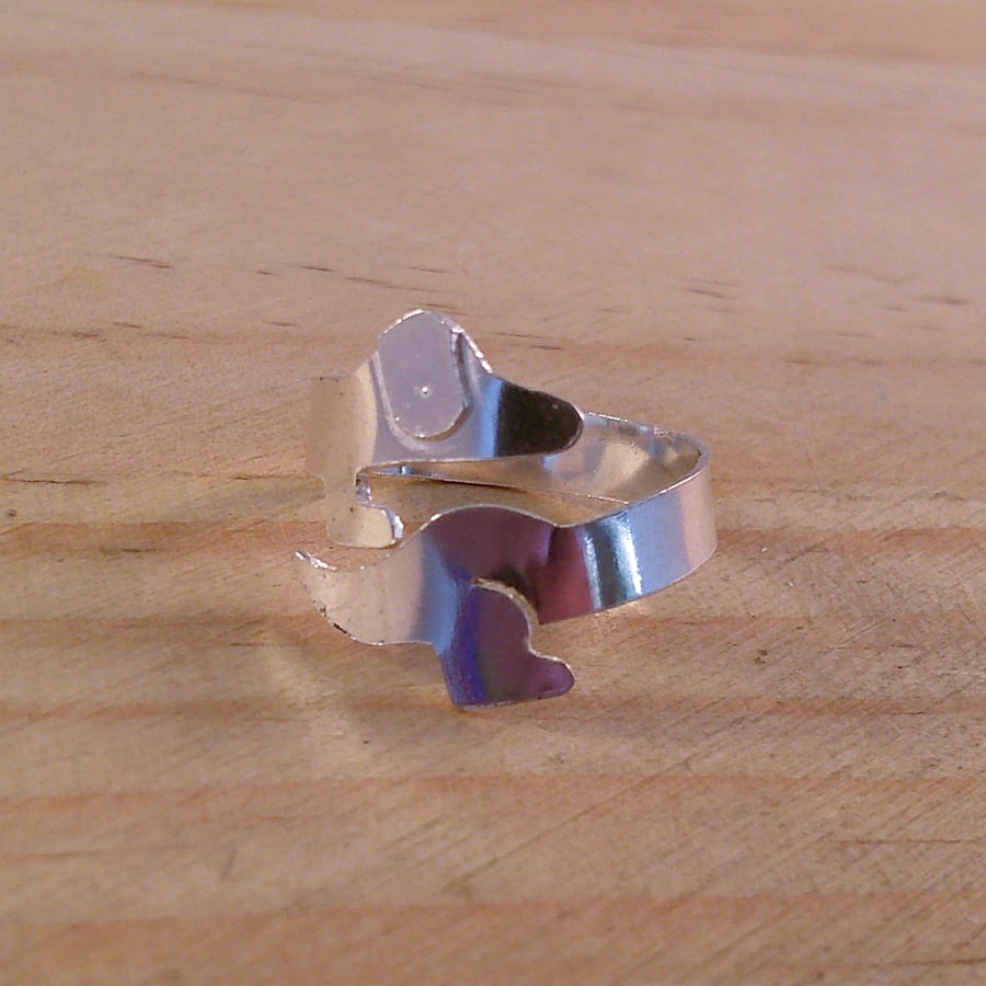 Sterling Silver Dachshund Adjustable Ring (SKU060525)