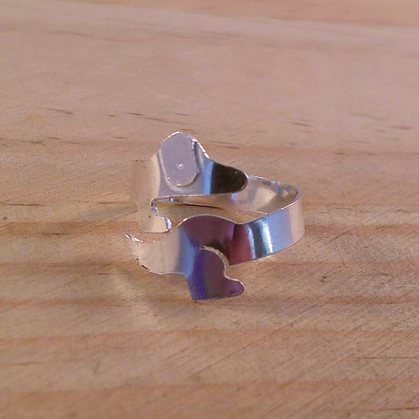 Sterling Silver Dachshund Adjustable Ring (SKU060525)