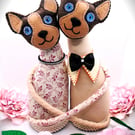 "Hugging Siamese Cats" Shelf Sitters
