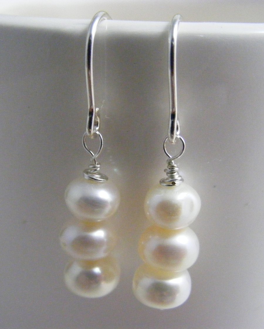 Freshwater Pearl Rondelle Earrings