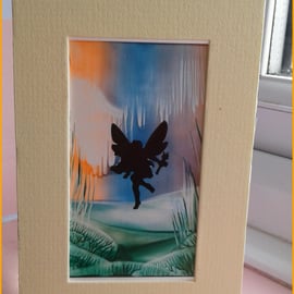 fairy silhouette miniature original encaustic art painting 