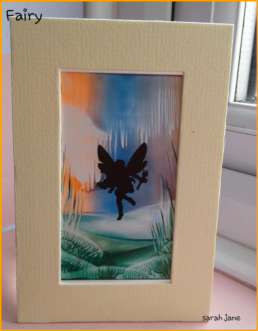 fairy silhouette miniature original encaustic art painting 
