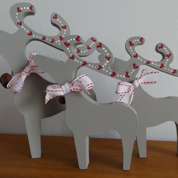 Seconds Sunday - Set of 3 Handpainted Stargazing Reindeer