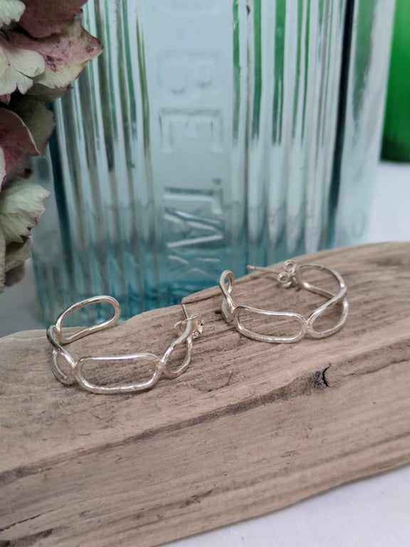 Sterling silver chain hoops 