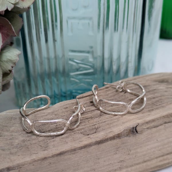 Sterling silver chain hoops 
