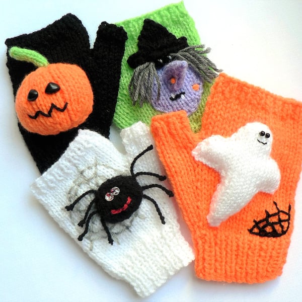 Knitting Pattern - SpOOoooky Halloween Mittens 