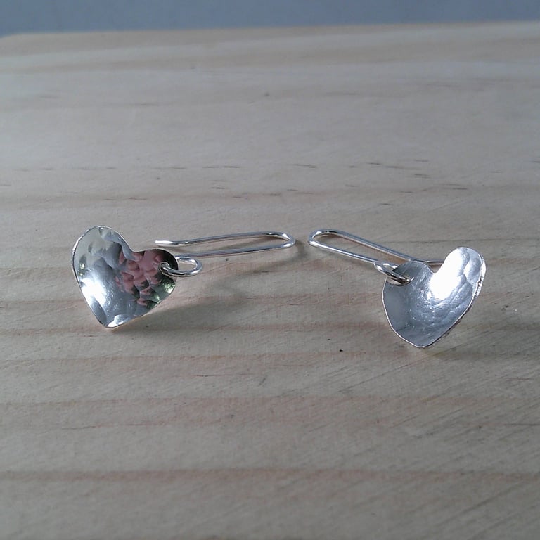 Sterling Silver Hammered Textured Heart Earrings (SKU111124)
