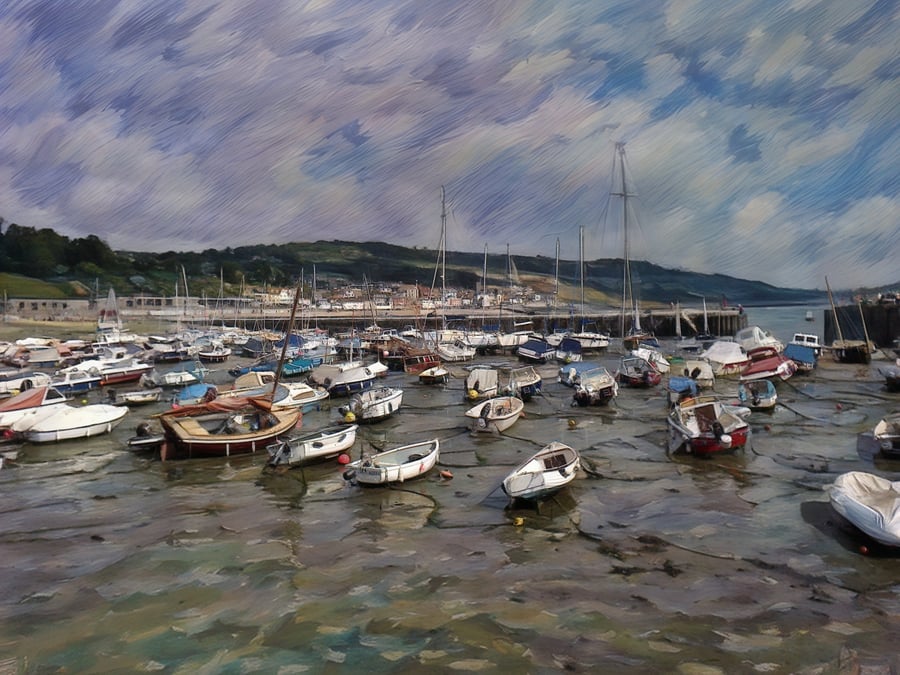 Lyme Regis Boats Greeting Card A5