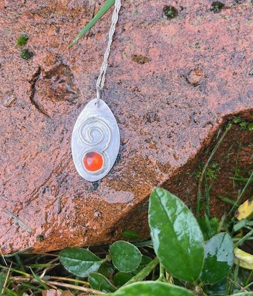 Handmade Sterling Silver 925 Amber Gem Pendant Necklace - Perfectly Imperfect