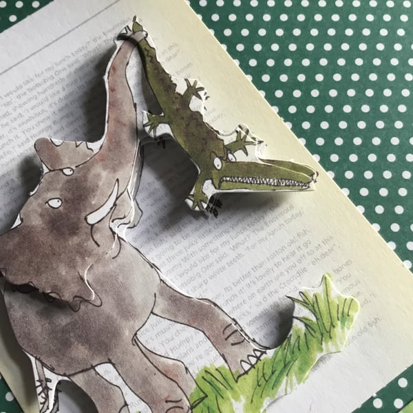 The Enormous Crocodile Birthday Card. Handmade card. Decoupage card. Ref 021
