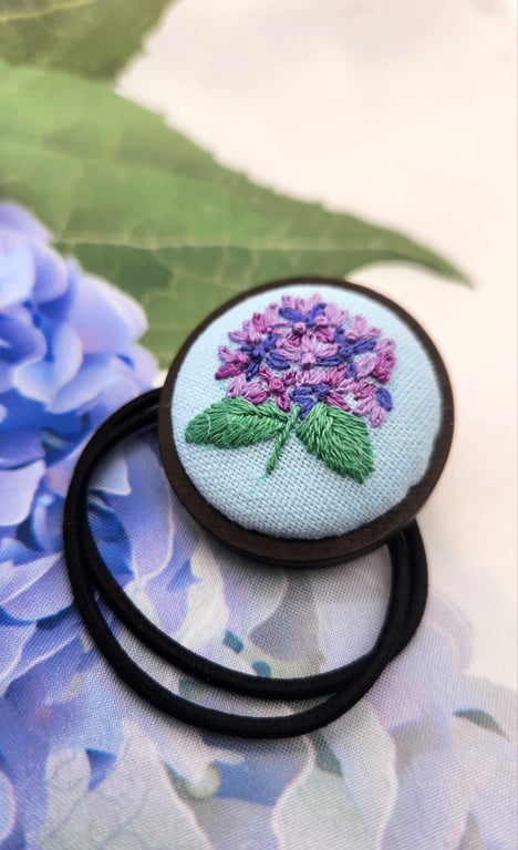 Embroidery Hydrangea Pattern Rubber Band, Embroidery Hair Hair Tie
