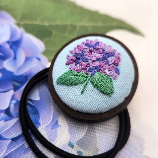 Embroidery Hydrangea Pattern Rubber Band, Embroidery Hair Hair Tie