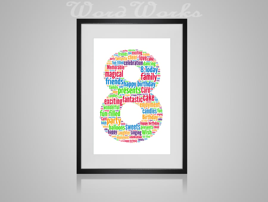 Personalised 8th Birthday Word Art Design Word Art