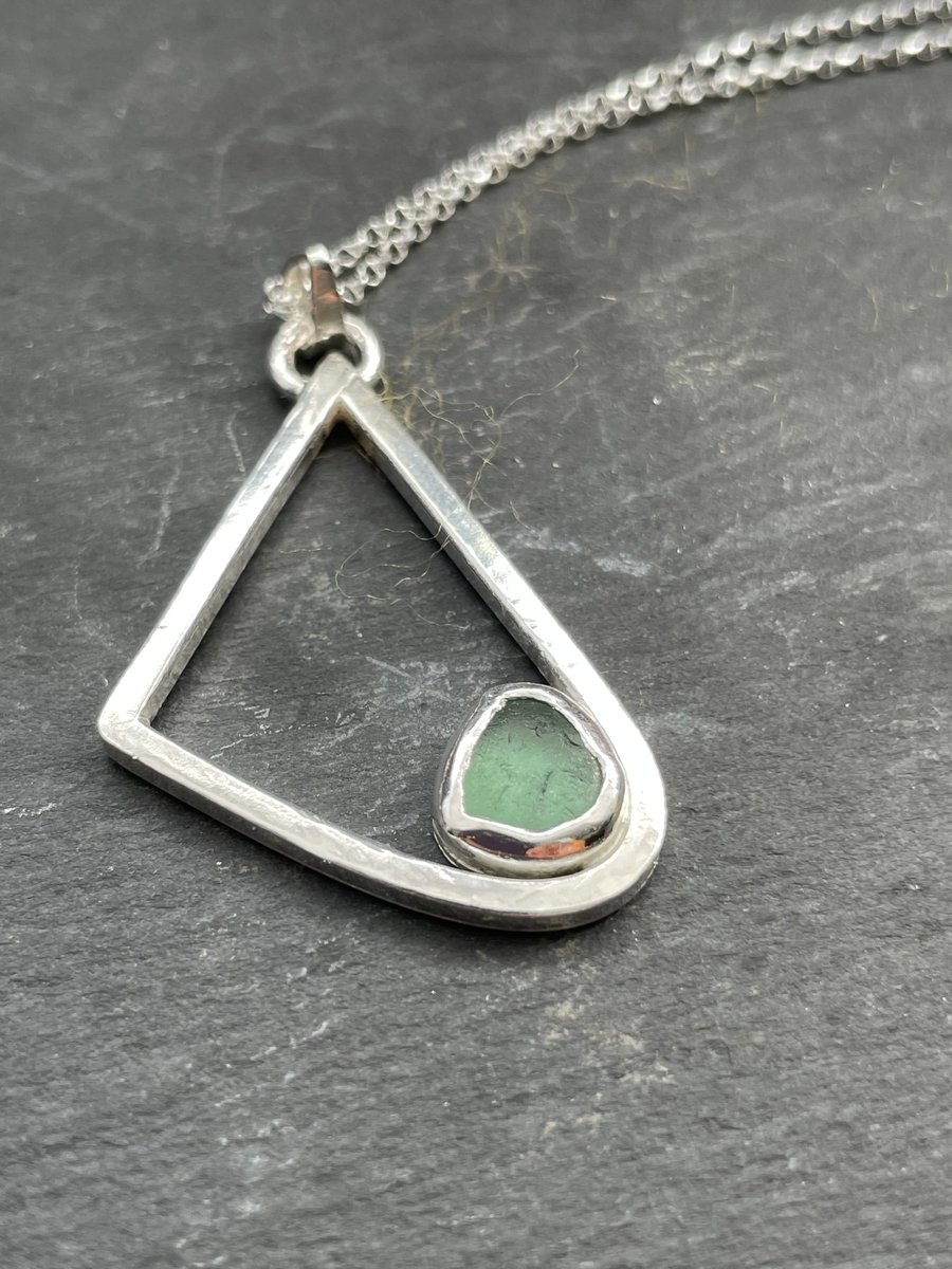 Sterling Silver and Cornish Sea Glass pendant