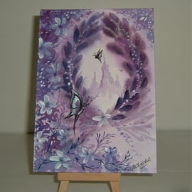 original art fantasy purple painting ( ref f 136)