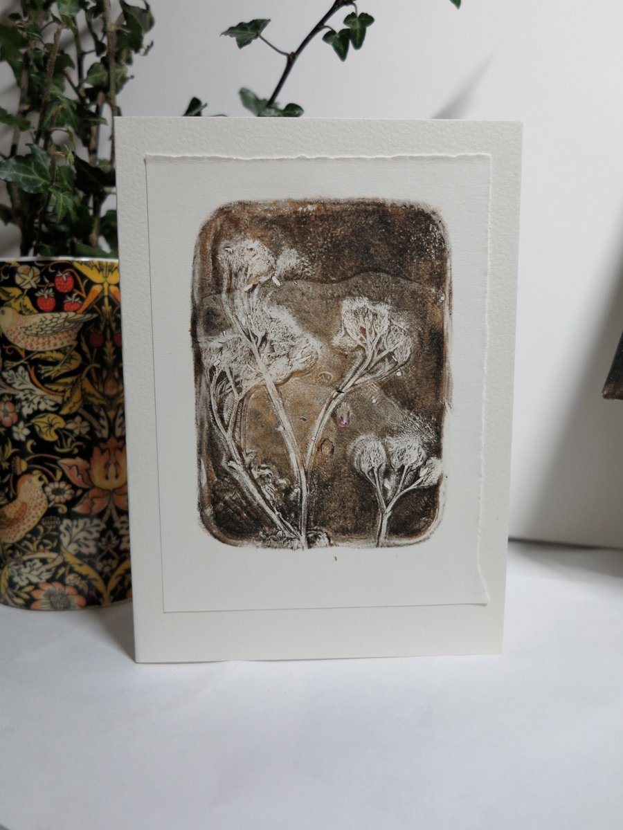 Nature inspired monoprint plate greetings card