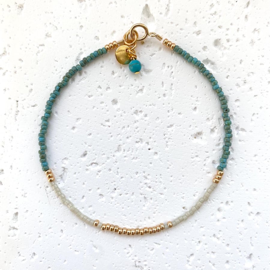 Eden Miyuki Bracelet - Turquoise - Free Personalisation