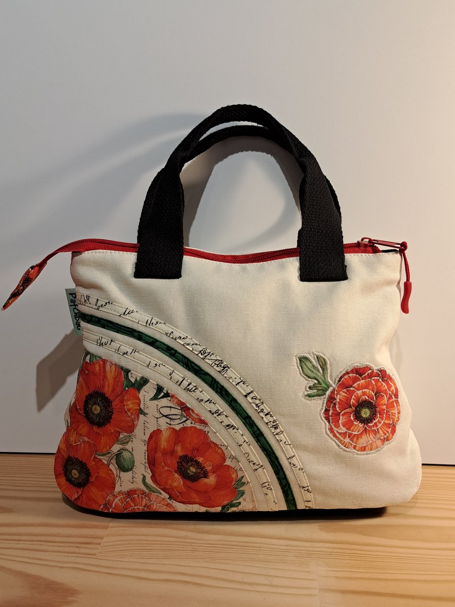 Handbag with poppies an letters 
