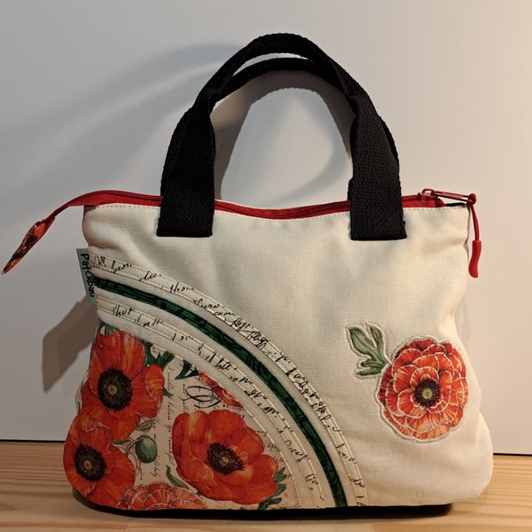 Handbag with poppies an letters 