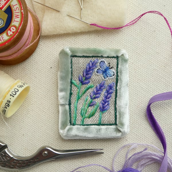 Lavender & Butterfly brooch