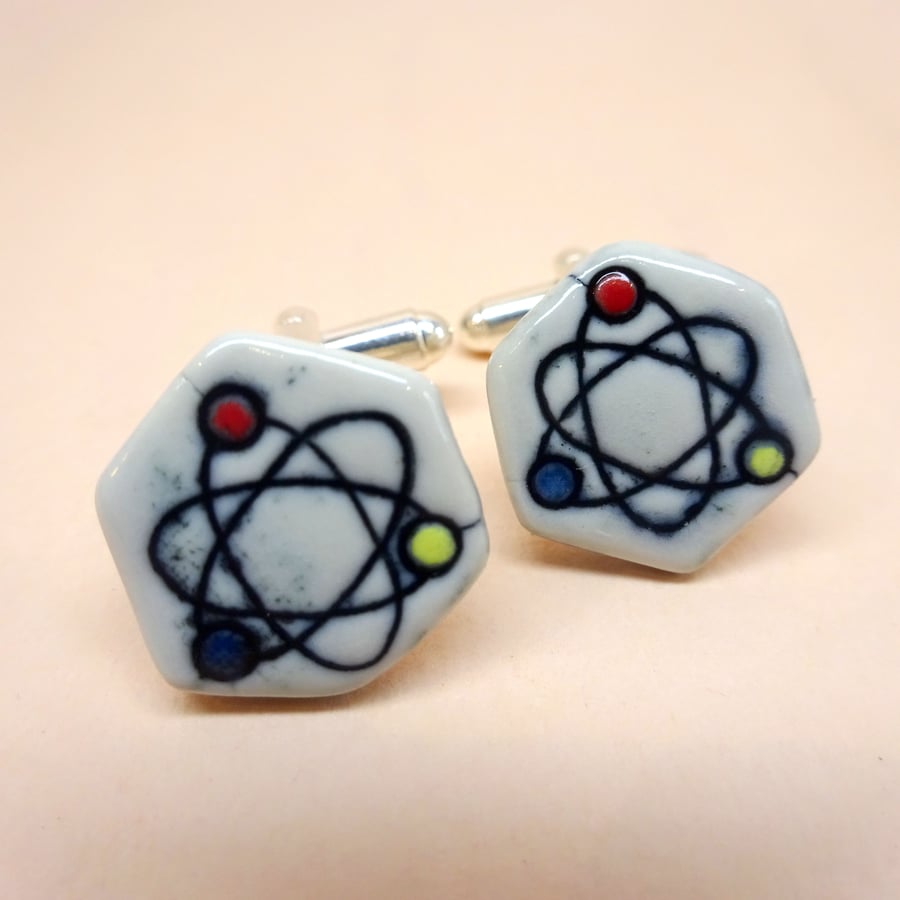 Ceramic atomic symbol cufflinks