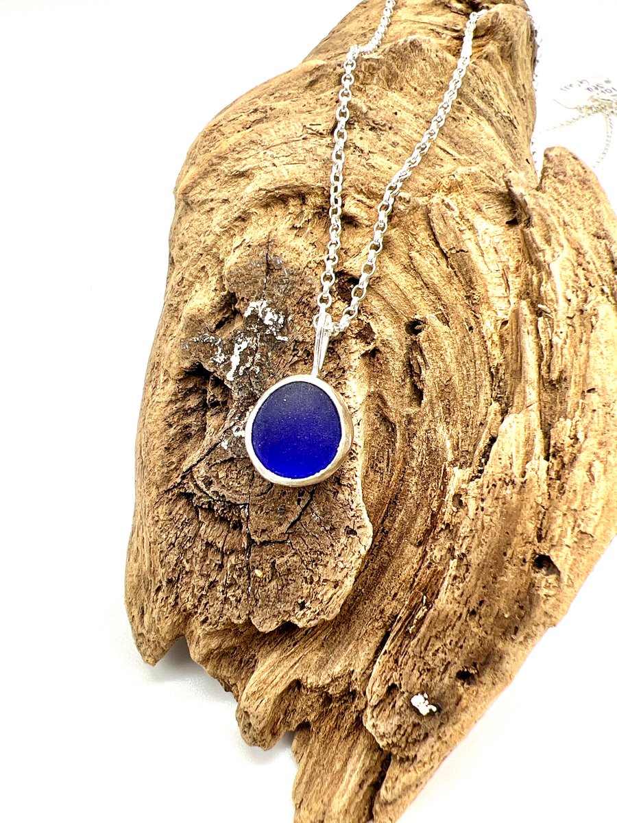 Blue Sea Glass Necklace 