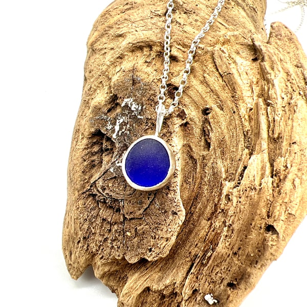 Blue Sea Glass Necklace 