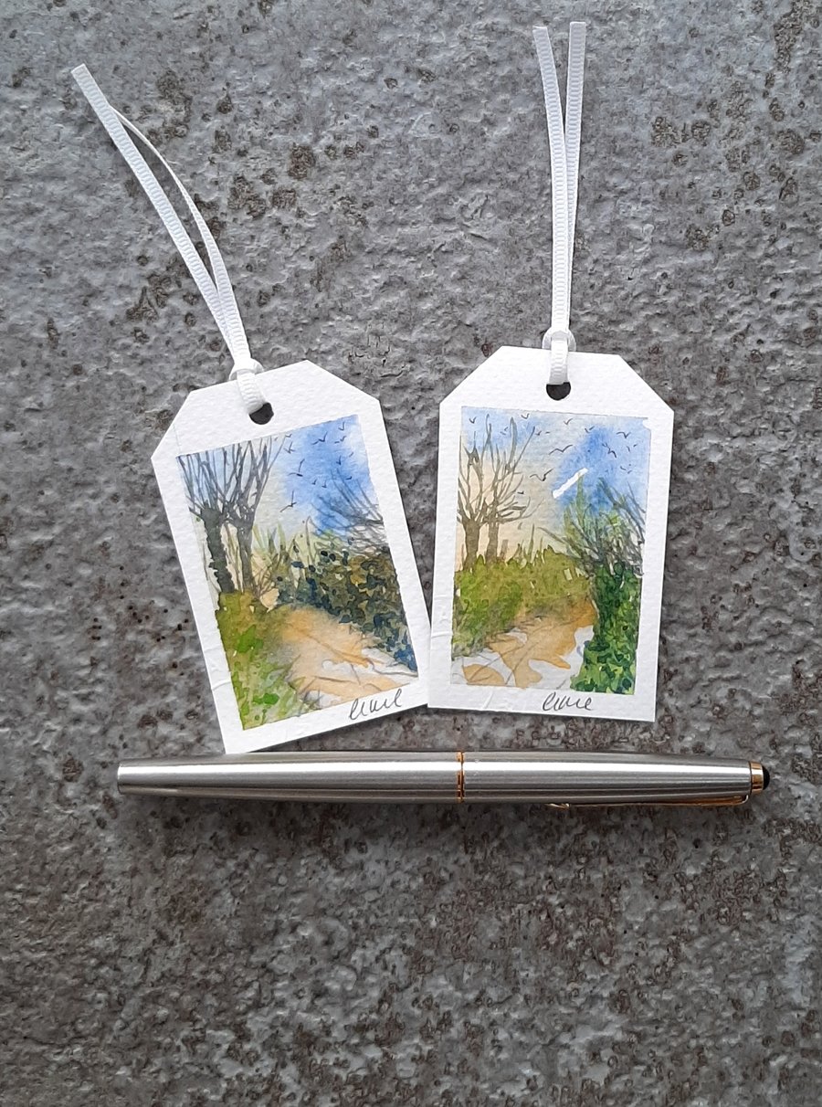Gift Tags, Two Handpainted