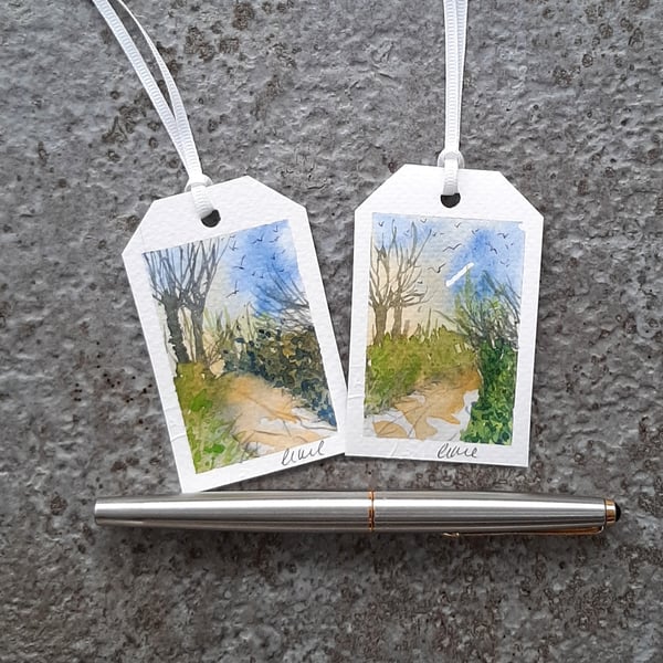 Gift Tags, Two Handpainted