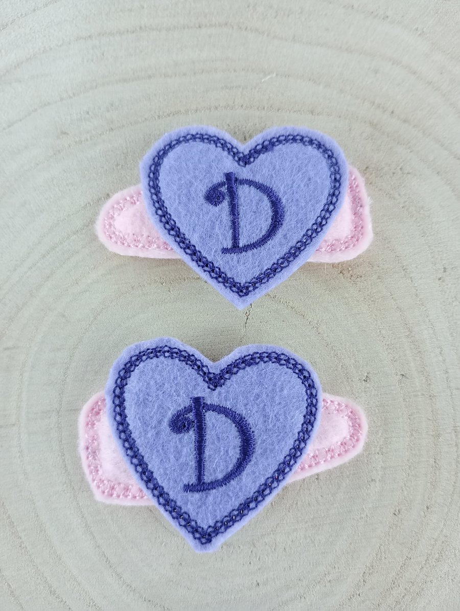 Initial Letter D Hair Clips - Pair of Letter D ... - Folksy
