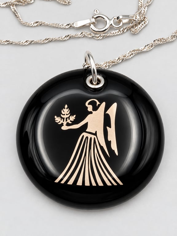 Virgo Fused Glass Pendant with Real Platinum Lustre Symbol